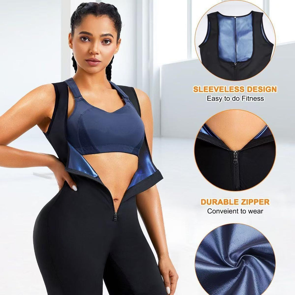 Women's Running Fitness Sweat Suit Onesie Sauna Suit with Belt Short Sleeve Shapewear Belly Tie Waist
