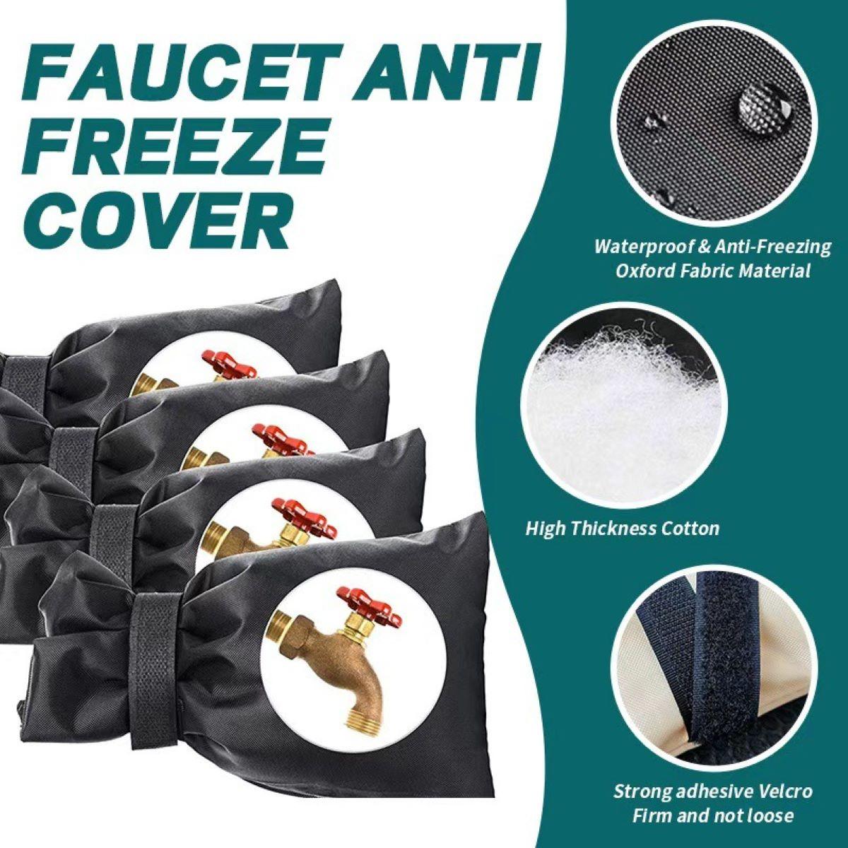 4 Pack Outdoor Faucet Covers for Winter Freeze Protection,5.5 x 8.2 Inch Reusable Waterproof Hose Bib Cover,Thickened Anti-Freeze Faucet Socks for Outdoor Garden,Black