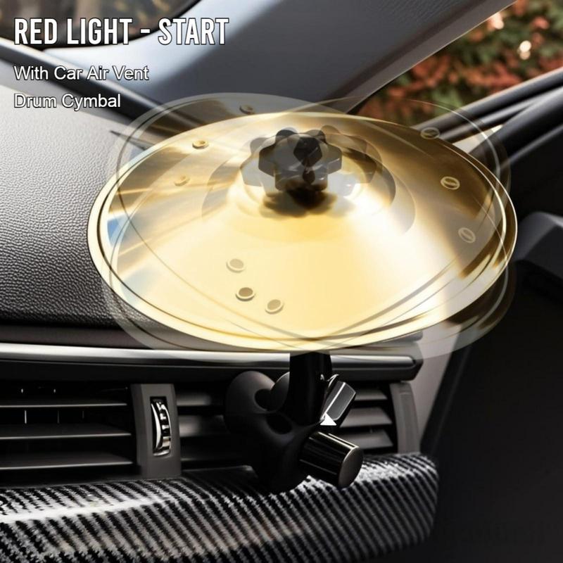 Car Crash Cymbal Air Vent Toy – Mini Metal Drum Cymbals for Dashboard, Funny Musical Gadget Gift for Drummer Drivers, Fits All Vehicles