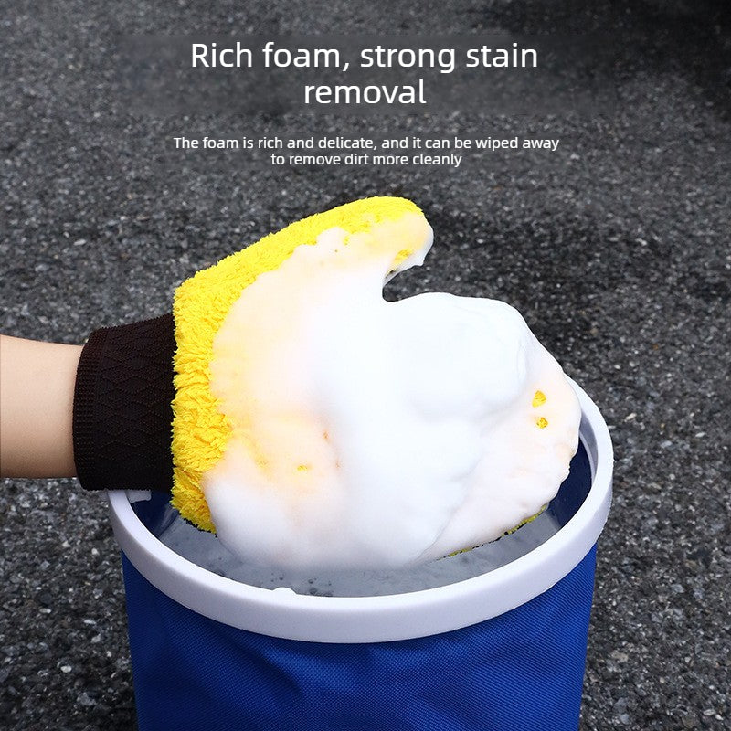 Car Wash Mitt Glove – Reusable Scratch-Free Chenille Wash Glove, Double-Sided Sponge for Dry & Wet Car Cleaning