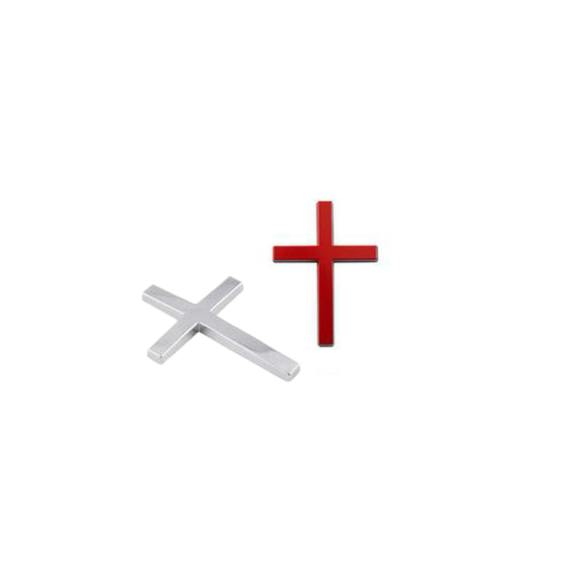 2 Pack Car Metal Decal – 3D Stainless Steel Cross Decal, Scratch Marking Decal, Rear End Decal, Custom Body Decoration