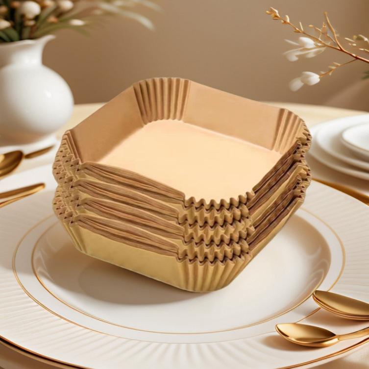100Pcs Air Fryer Special Paper Household Square Food Grade Oil-absorbing Paper Enlarged and Heightened Oven High Temperature Garden