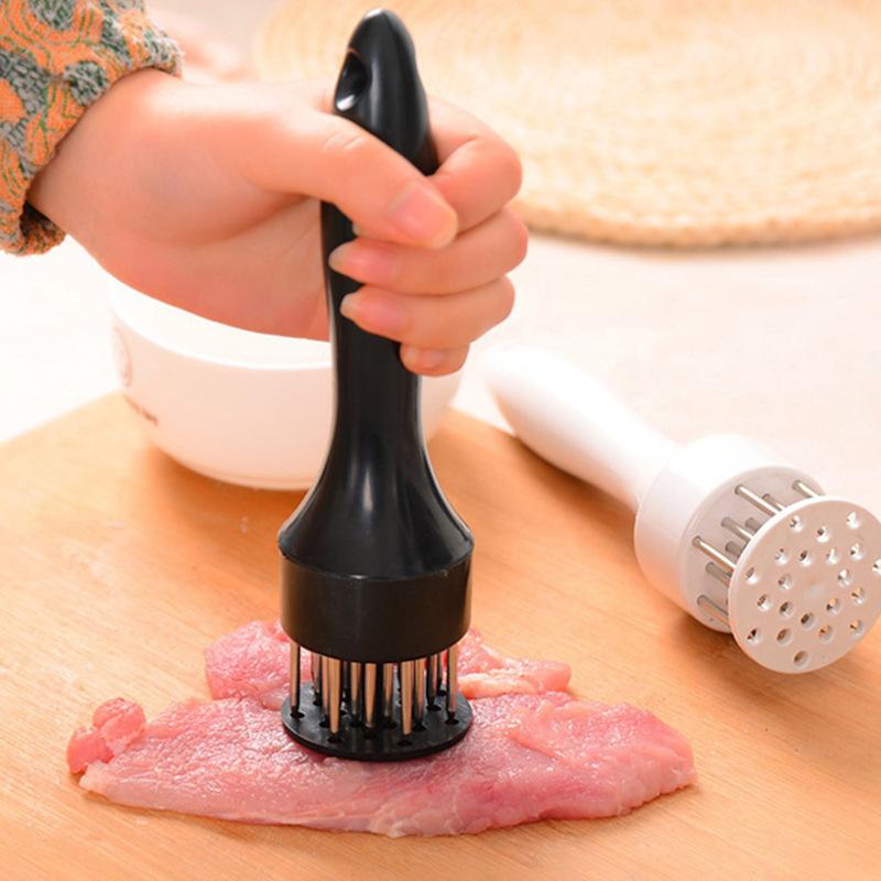 Stainless Steel Steak Hammer Meat Loosening Needle Household Meat Tenderizer Puncture Rib Breaker Beat Meat Hammer Button Meat Insert Meat Needle