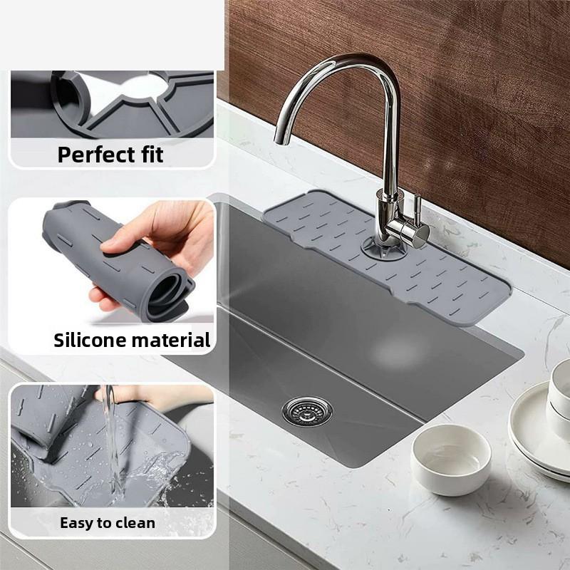New Silicone Kitchen Faucet Splash-proof Handle Drip Collection Tray Drain Pad Sponge Drying Pad