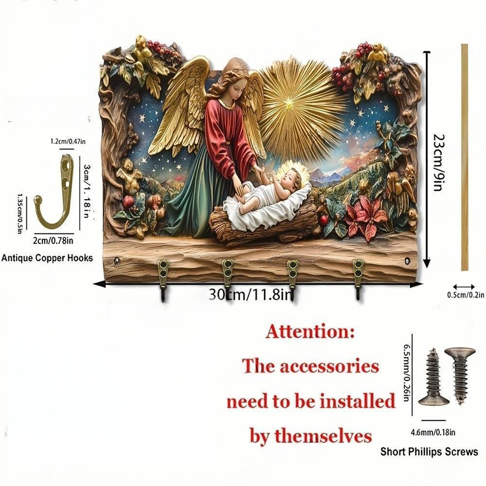 New Christmas Pendant Wooden Flat Decorative Jewelry Key Rack Decorative Pendant Wooden Wholesale