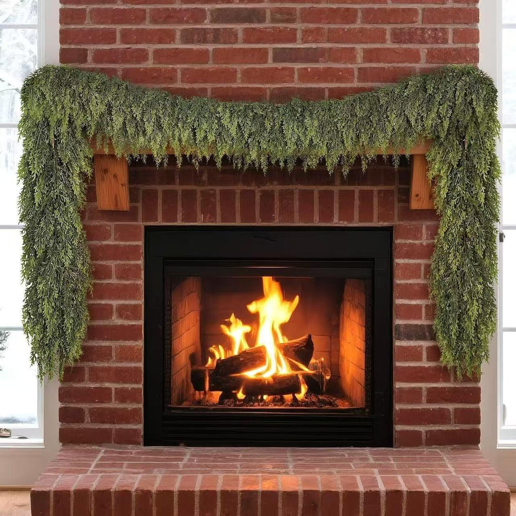 2025 Popular Christmas Pine Cypress Leaf Rattan Christmas Pine Needle Wreath Soft Rubber Feel Norfolk Pine Cypress Rattan