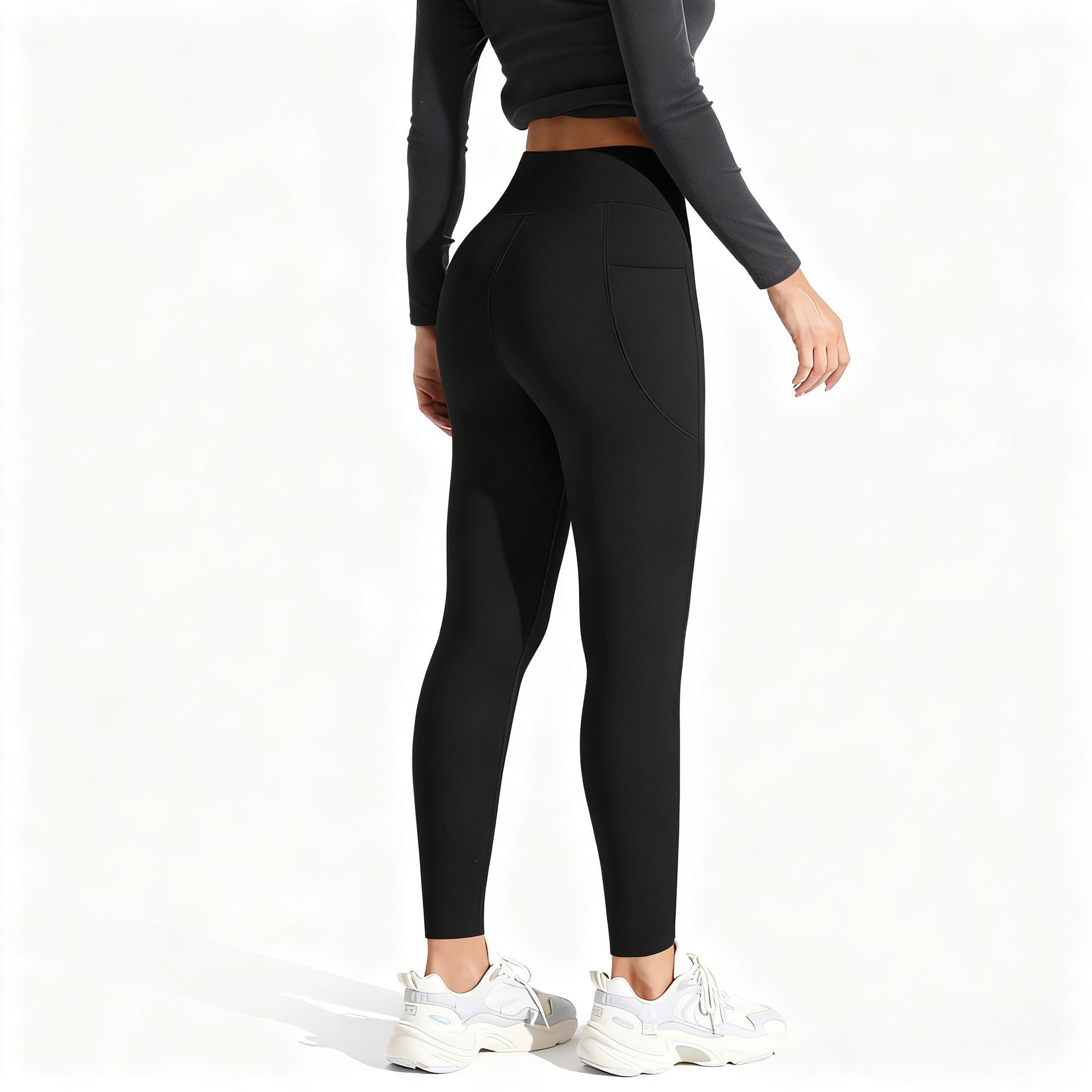 Fleece Warm Outer Wear Shark Pants Women's High Waist Tight Belly Peach Buttocks Thin Yoga Trousers Leggings