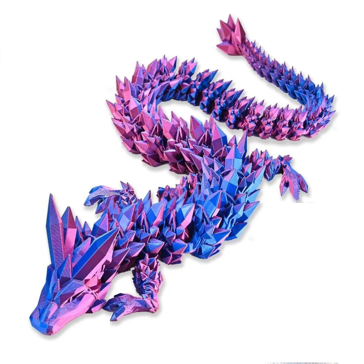 3D Printing Crystal Dragon Full Joint Movable Simulation Toy Desktop Creative Ornament Gift China Dragon Cross-border