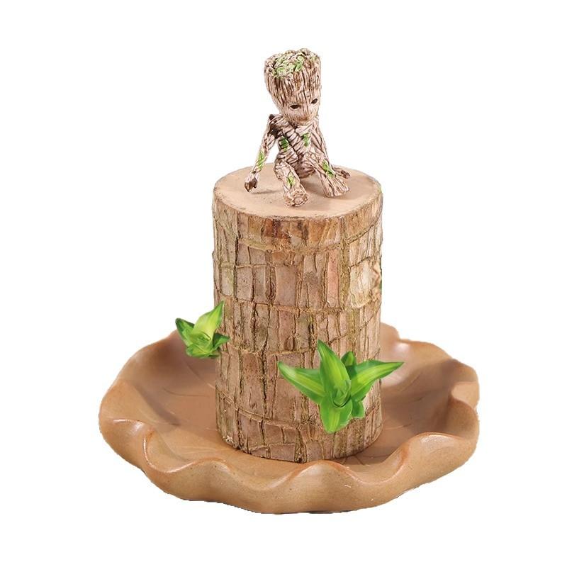 Brazilian Wood Hydroponic Plants Lucky Wood Stump with Buds Flowering Tabletop Small Potted Plant Groot