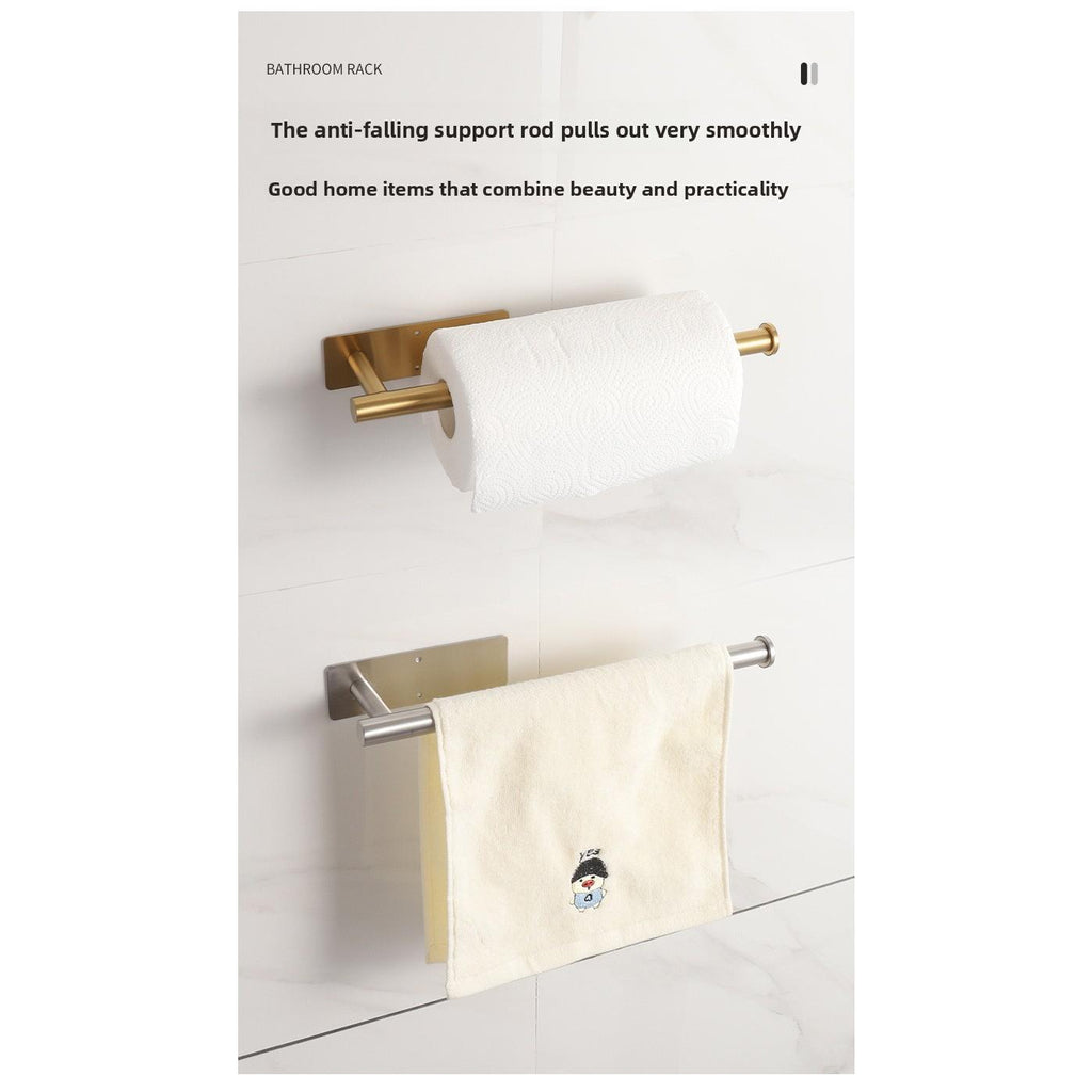 Paper Towel Holder Stainless Steel Toilet Paper Holder Roll Paper Holder No Punching Toilet Wall Hanging Toilet Bathroom Tissue Rod