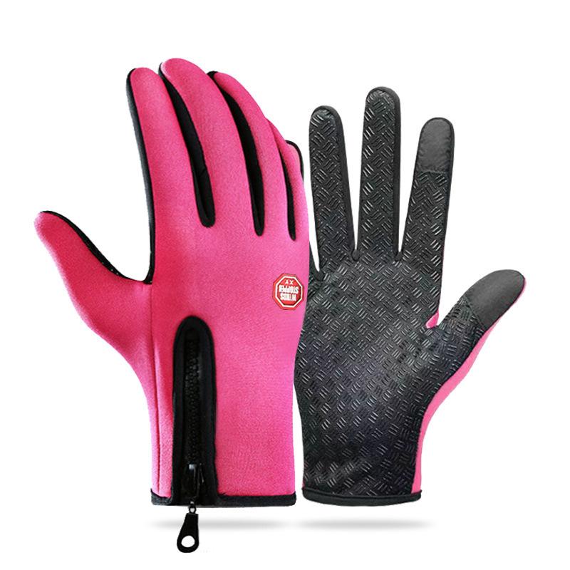 Outdoor Cycling Gloves, Sports Skiing Mountaineering Gloves, Autumn and Winter Touch Screen Non-slip, Waterproof, Windproof, Fleece, Warm