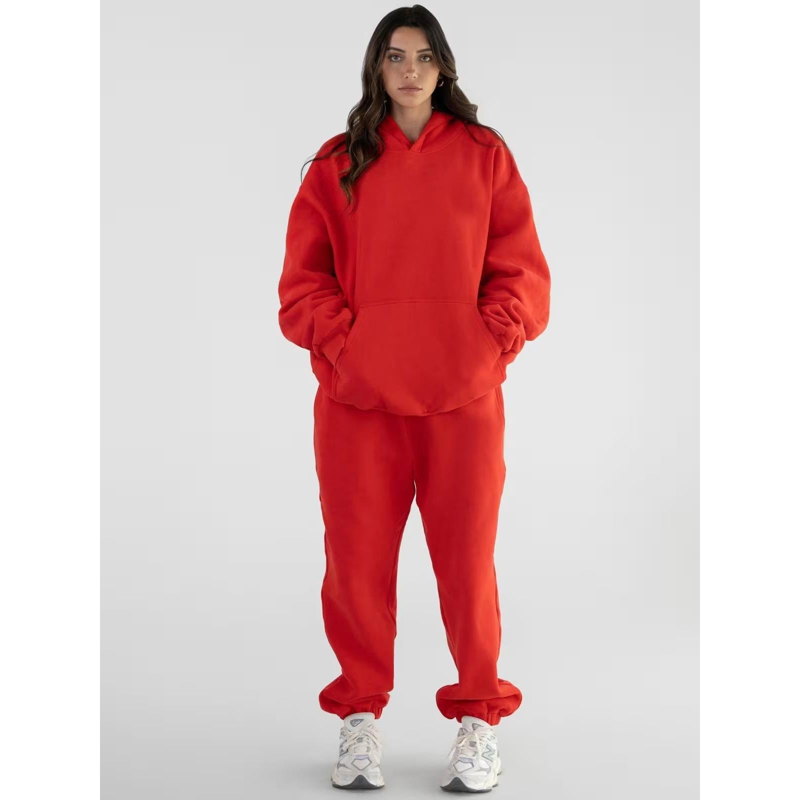 American Loose Independent Station Printed Pullover Hooded Sweater Female Tide Brand Autumn and Winter Long-sleeved Pullover Trousers Two-piece Set