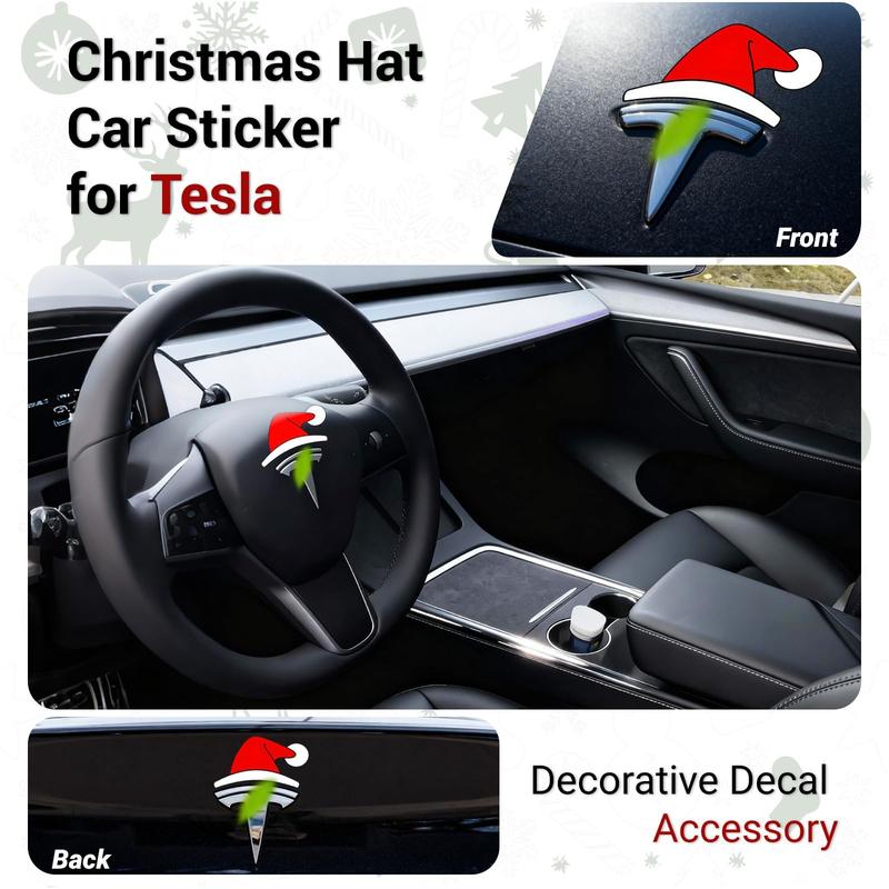2/4PCS Waterproof Santa Hat Christmas Stickers – Car Vinyl Decals for Tesla, Toyota, Honda, Ford, BMW, and Multi-Surface Use on Water Bottles, Walls, Laptops, Windows, Holiday Gift & Decoration