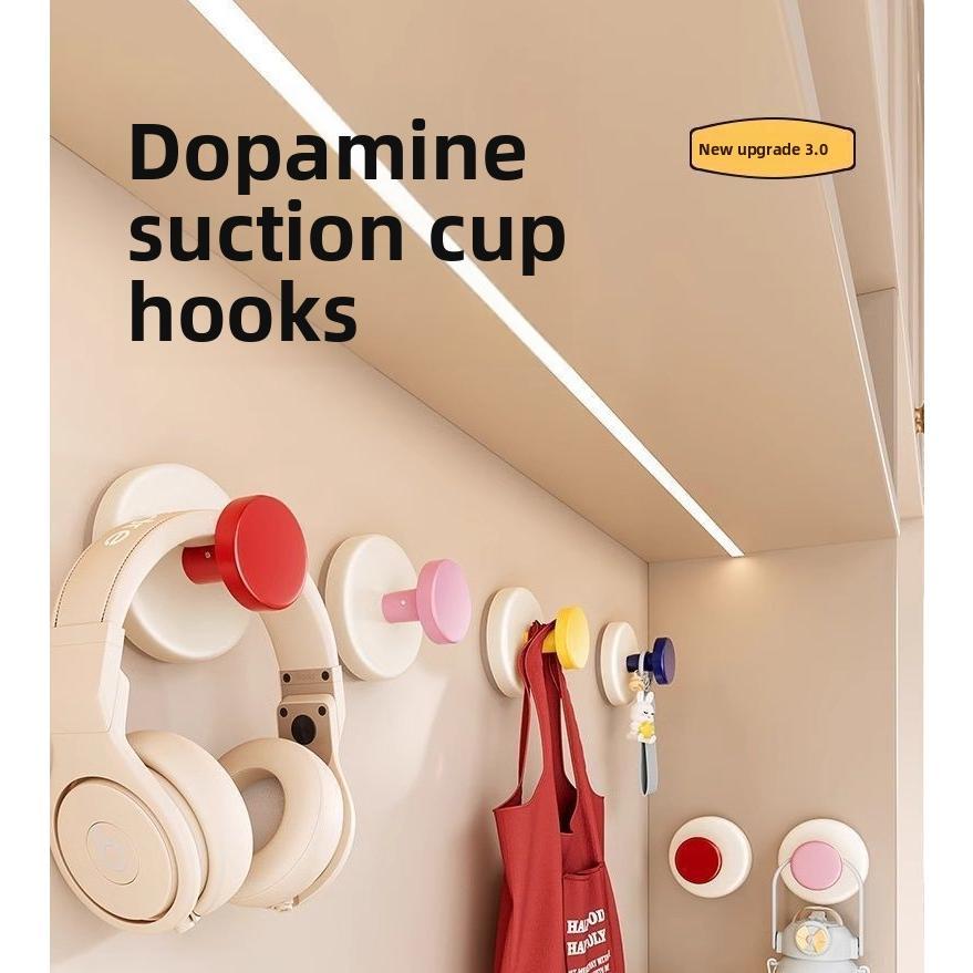 6 Pack Entrances, Dopamine Suction Cup Hooks, No Punching, Strong Load-bearing Hangers for Home Entry