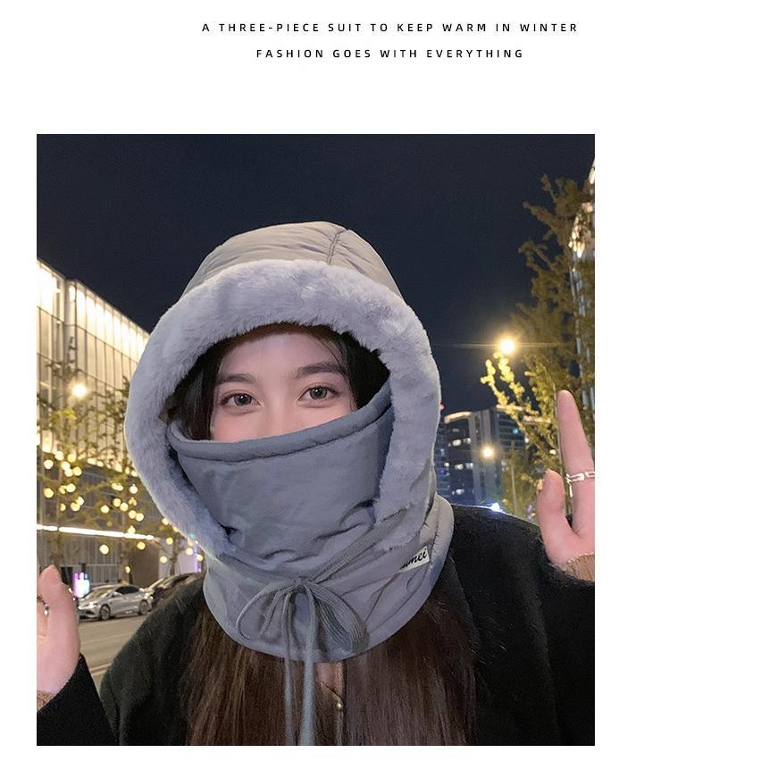 Cold-proof Hats, Men's and Women's Pullover, Ear Protection, Skiing, Outdoor Velvet, Warm Mask, Scarf, Cycling Integrated