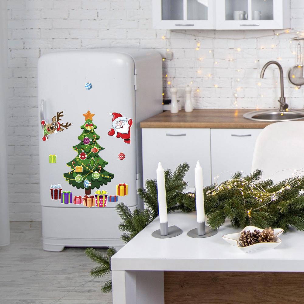 Christmas Decoration Refrigerator Sticker Christmas Tree Magnetic Sticker Santa Magnetic Holiday Decoration Party Atmosphere