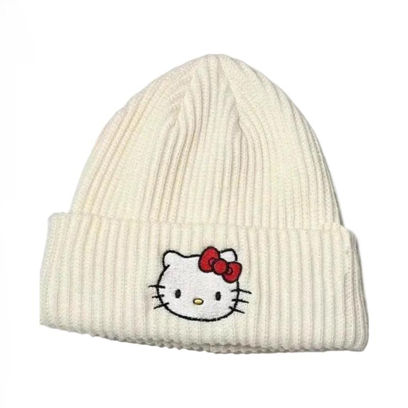 Autumn and Winter Hello Kitty Hat Female Cute Girl Wool Hat Outdoor Warm Knitted Cold Hat