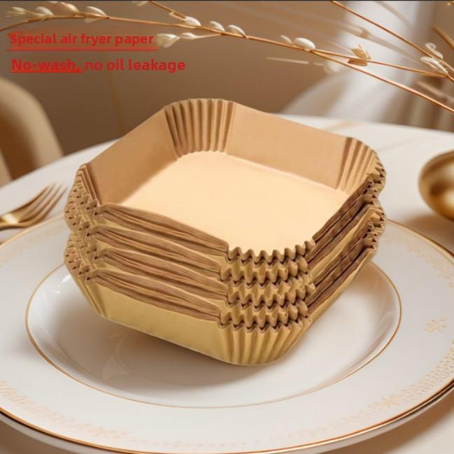 100Pcs Air Fryer Special Paper Household Square Food Grade Oil-absorbing Paper Enlarged and Heightened Oven High Temperature Garden