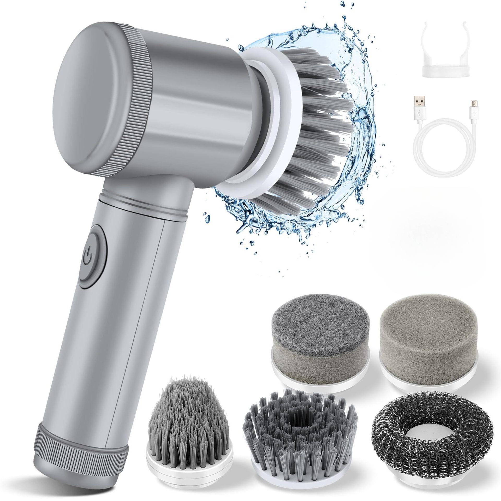 Electric Cleaning Shoe Brush Kitchen Bathroom Multi-function Cleaner Electric Shoe Shine 5 Pcs Functional Replacement Head