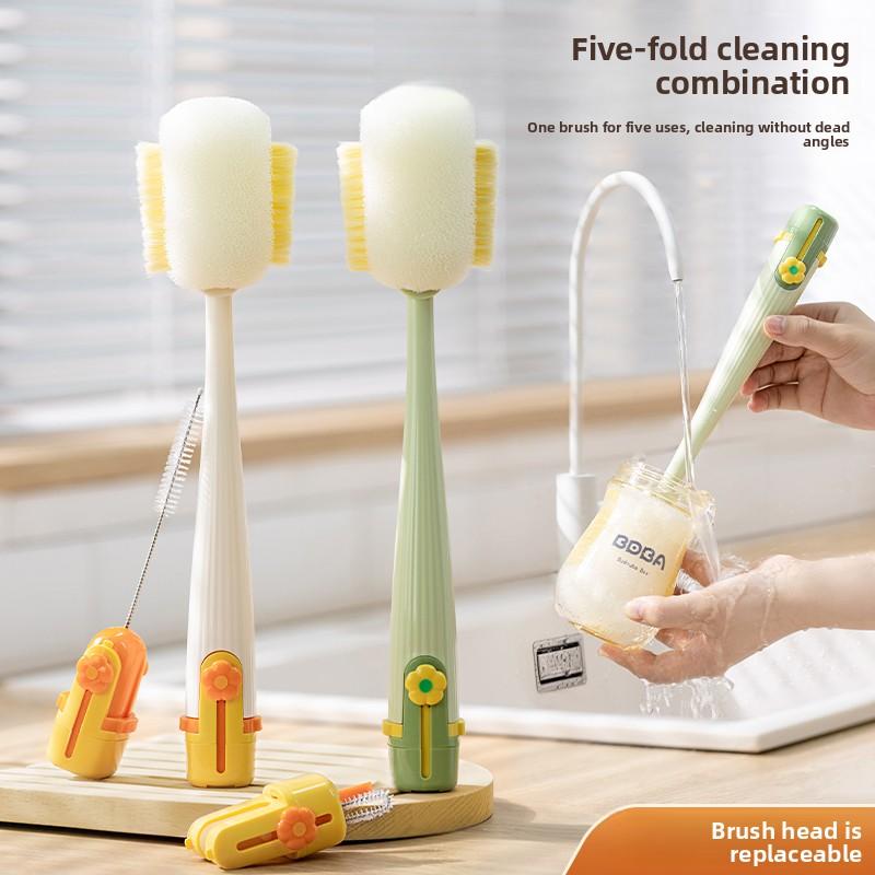 Five-in-one Flower Cup Brush Water Cup Cleaning Artifact Long Handle Multi-function Thermos Cup Cover Brush Bottle Special Cleaning Sea