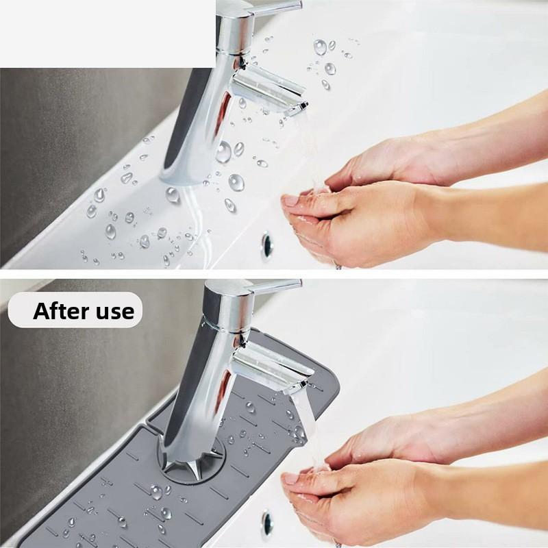 New Silicone Kitchen Faucet Splash-proof Handle Drip Collection Tray Drain Pad Sponge Drying Pad