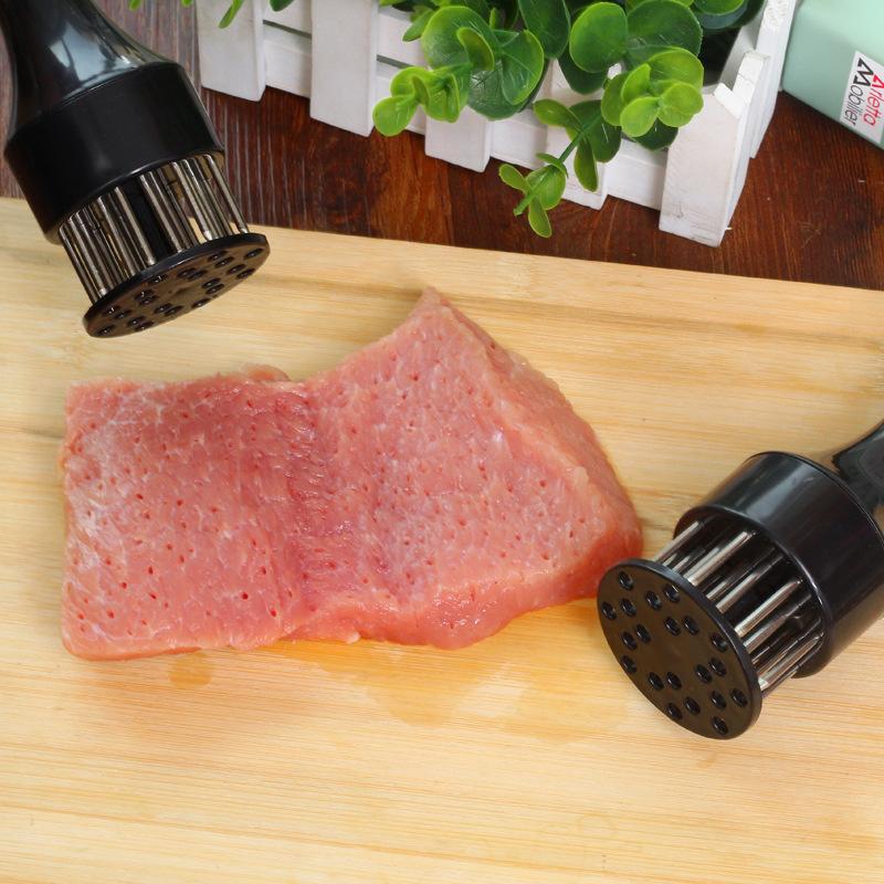 Stainless Steel Steak Hammer Meat Loosening Needle Household Meat Tenderizer Puncture Rib Breaker Beat Meat Hammer Button Meat Insert Meat Needle