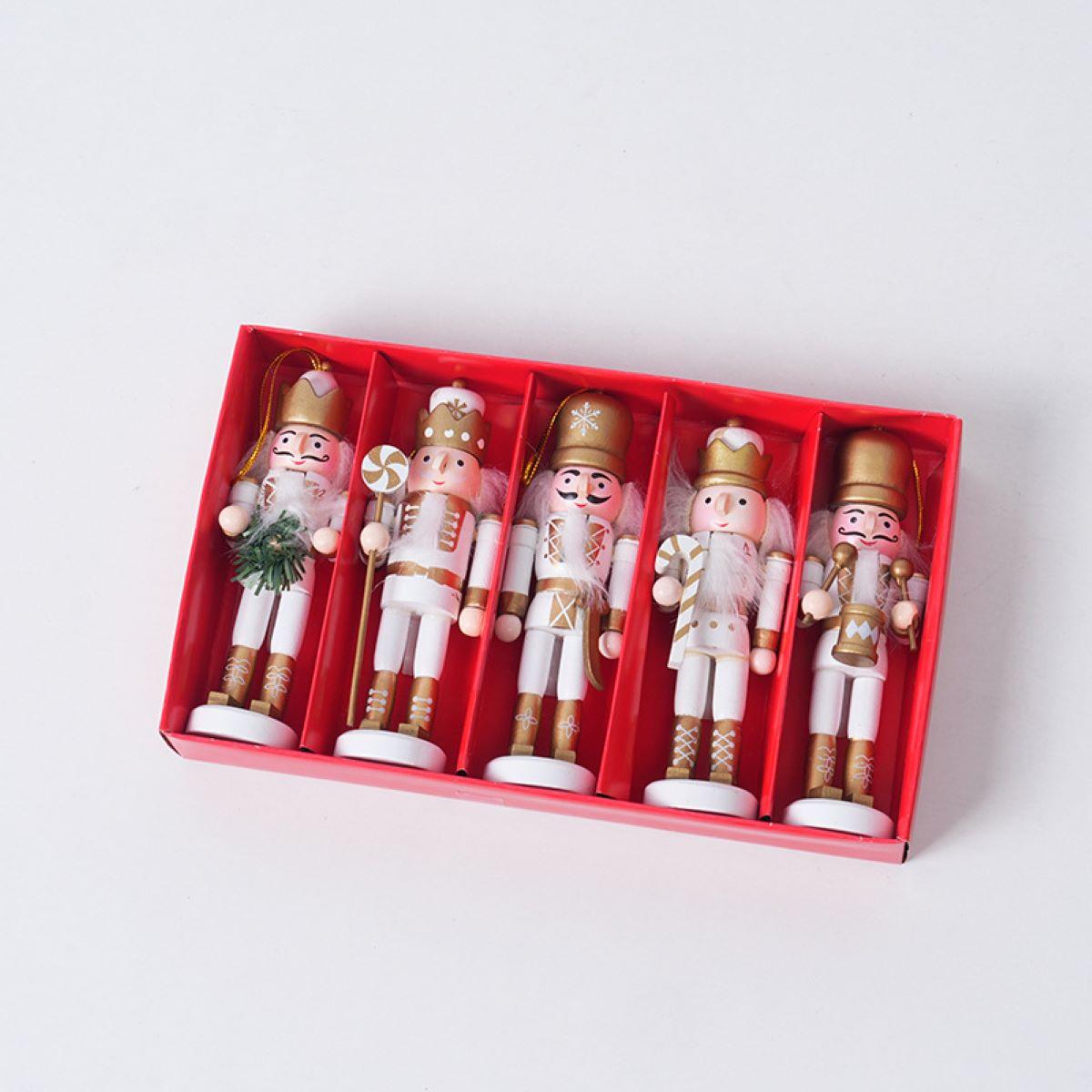 6 Pcs Christmas Nutcracker Ornaments Wooden Hanging Decorations 4.72 Inch Tall Nutcracker Figures Christmas Decorations
