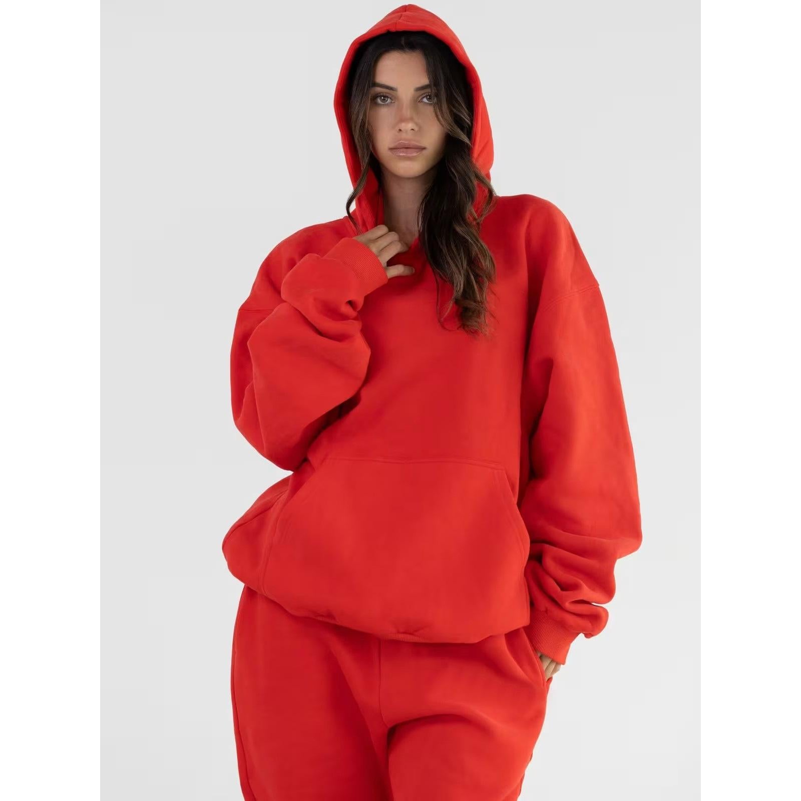 American Loose Independent Station Printed Pullover Hooded Sweater Female Tide Brand Autumn and Winter Long-sleeved Pullover Trousers Two-piece Set