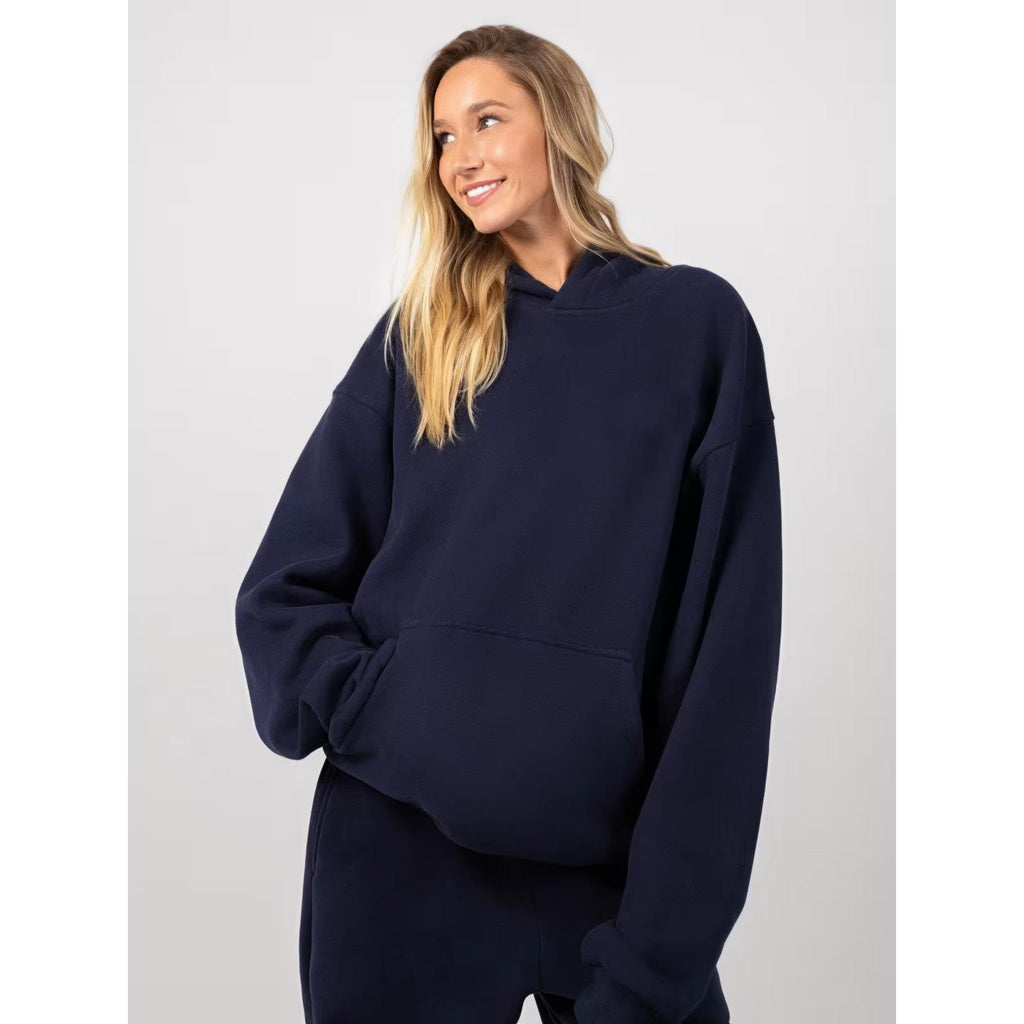 American Loose Independent Station Printed Pullover Hooded Sweater Female Tide Brand Autumn and Winter Long-sleeved Pullover Trousers Two-piece Set