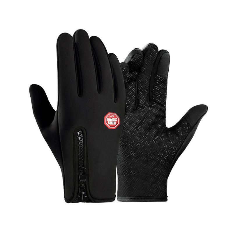 Outdoor Cycling Gloves, Sports Skiing Mountaineering Gloves, Autumn and Winter Touch Screen Non-slip, Waterproof, Windproof, Fleece, Warm