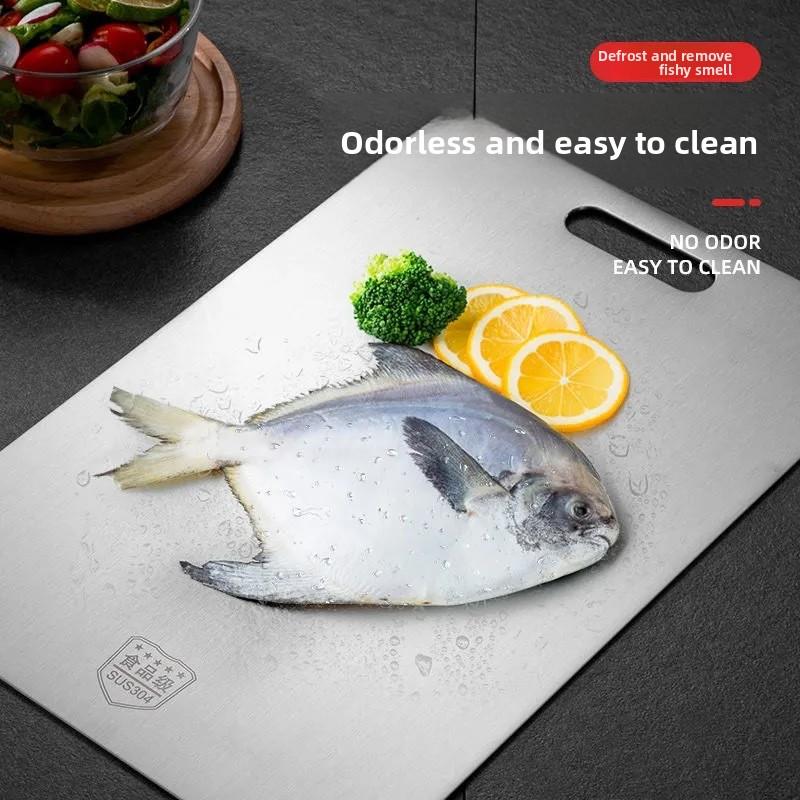 Stainless Steel Thickened Antibacterial and Mildew-proof Double-sided 304 Cutting Board Household Kitchen Fruit Cutting Board Large Rolling Surface Chopping Board