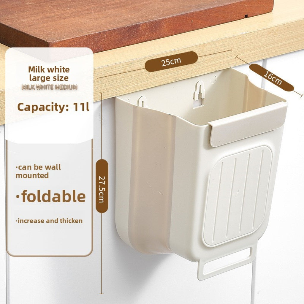 Foldable Trash Can Household Kitchen Cabinet Hanging Garbage Storage Thickened Large Diameter Multi-functional Trash Can