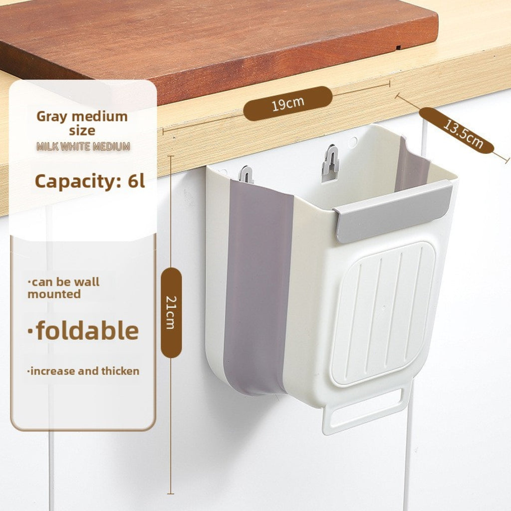 Foldable Trash Can Household Kitchen Cabinet Hanging Garbage Storage Thickened Large Diameter Multi-functional Trash Can