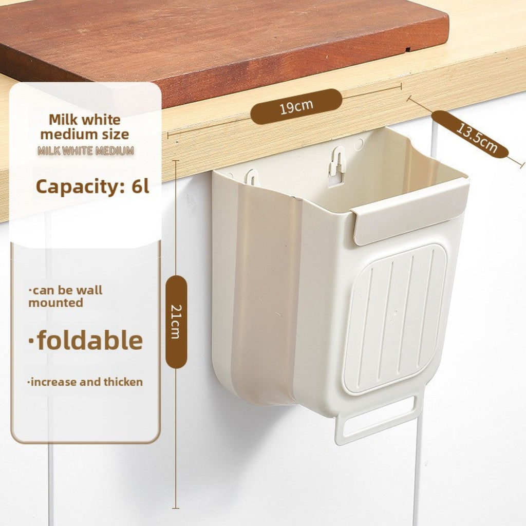 Foldable Trash Can Household Kitchen Cabinet Hanging Garbage Storage Thickened Large Diameter Multi-functional Trash Can